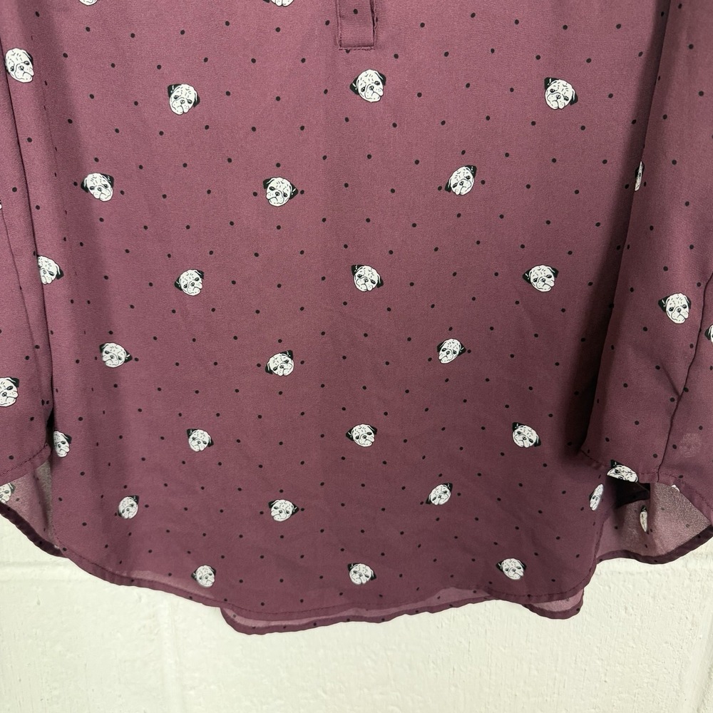 Torrid Harper Georgette Top Plus Size 2X Roll Tab Sleeves Bulldog Print Whimsy - Picture 5 of 15